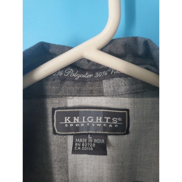 Men Button Front Large Gray Plaid  Long Sleeve Chest  Pocket Lightweight - Picture 3 of 8